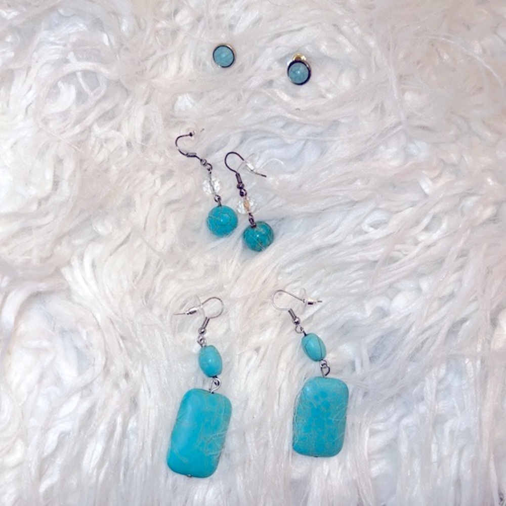 3 sets of turquoise earrings